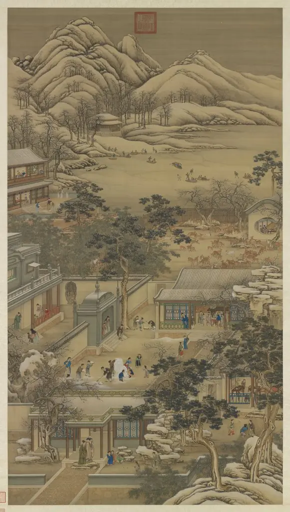清畫院畫十二月月令圖十二月　軸