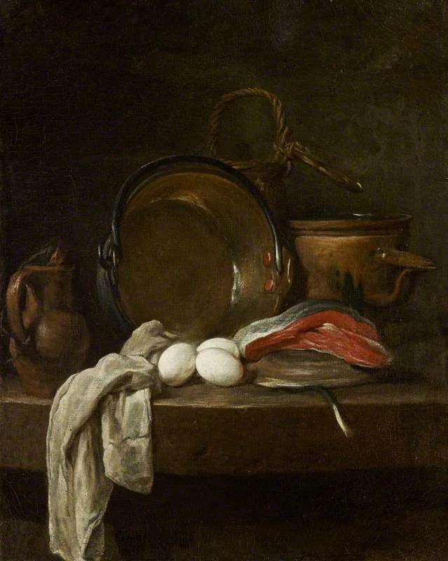 Still-life: The Kitchen Table, by Jean-Baptiste-Siméon Chardin, oil, 1733