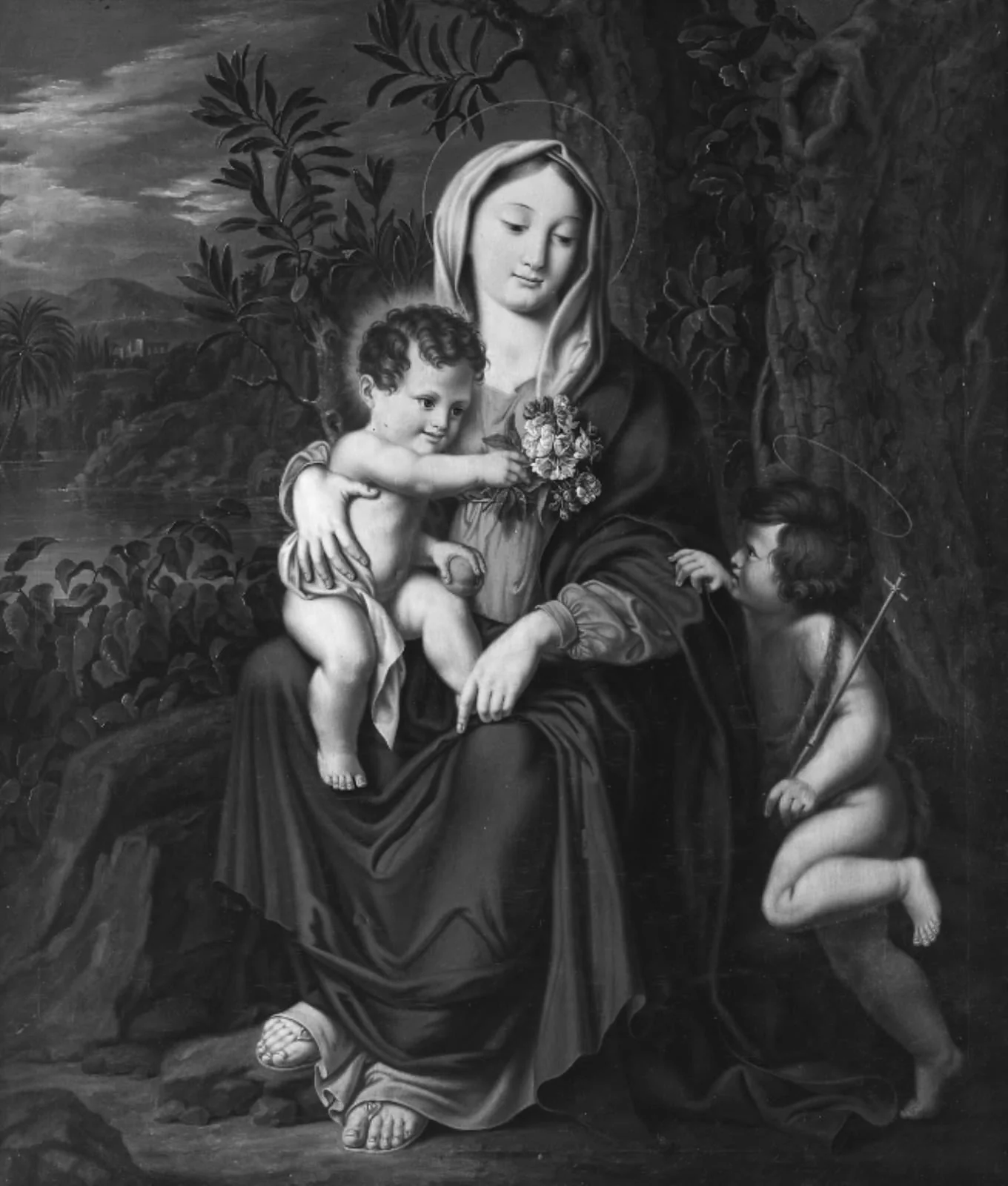 Jomfru Maria med Jesusbarnet og den lille Johannes, by Unknown, 1750