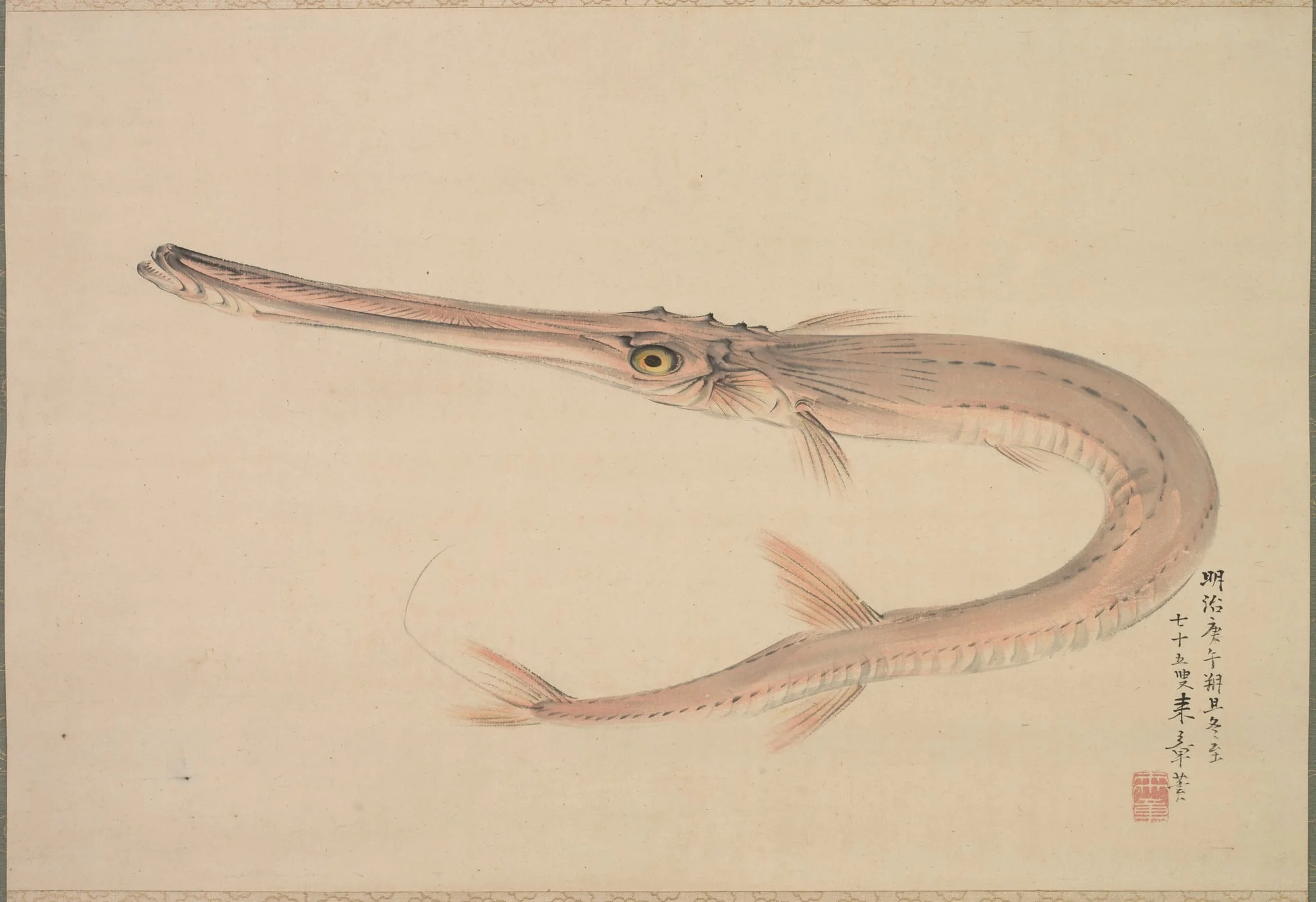 Needlefish (Yagara), by Nakajima Raishō, unspecified, 1870