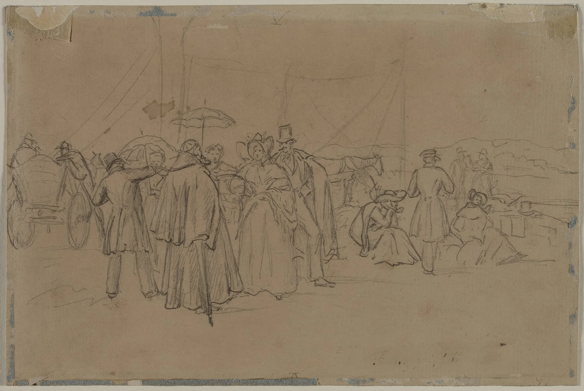 Passengers for Rhine Steamer (recto), by Heinrich von Mayr, 1804