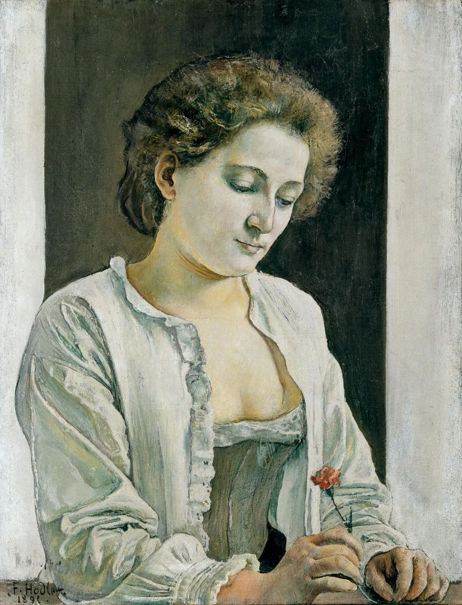 Bildnis einer Unbekannten. Frau mit Nelke, by Ferdinand Hodler, oil, 1896