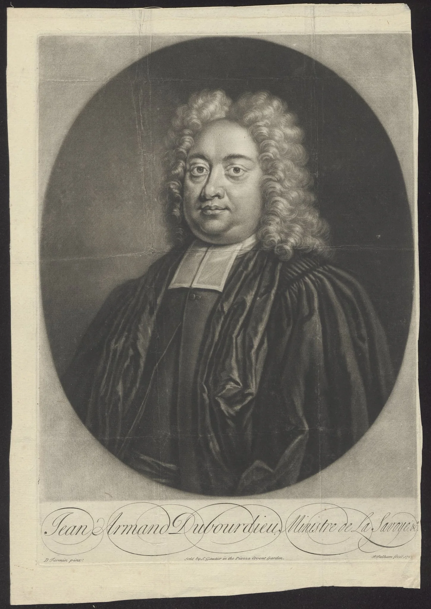 Portrait of Jean Armand Dubourdieu, Ministre de la Savoye, by Peter, Pelham, unspecified, 1723