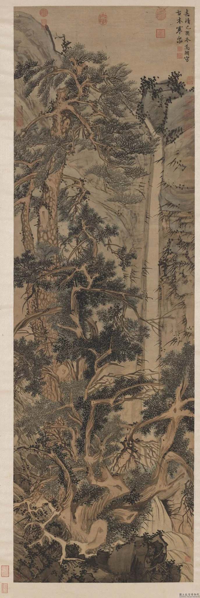 Old Trees by a Cold Waterfall, by Wen Zhengming, unspecified, 1549