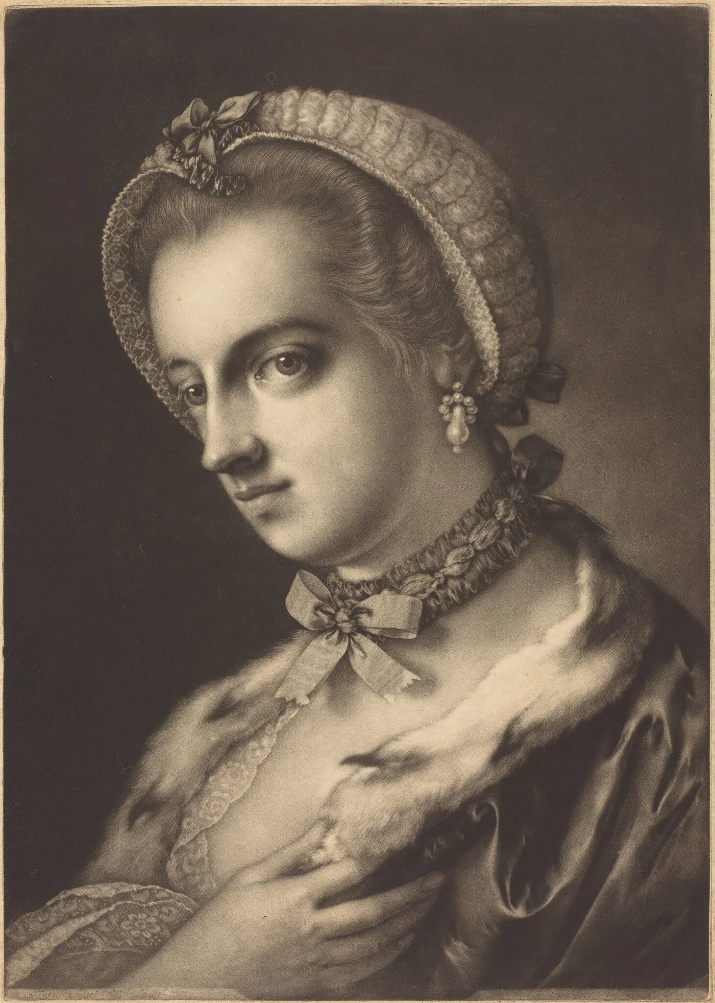 Imaginary Portrait of an English Beauty, by Thomas Frye, ink, 1762