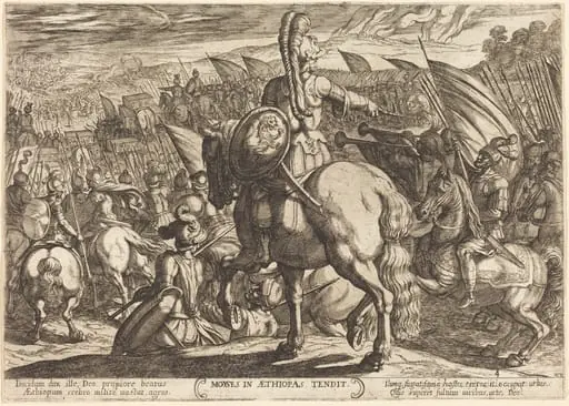 Moses makes the Hebrew army march against the Ethiopians