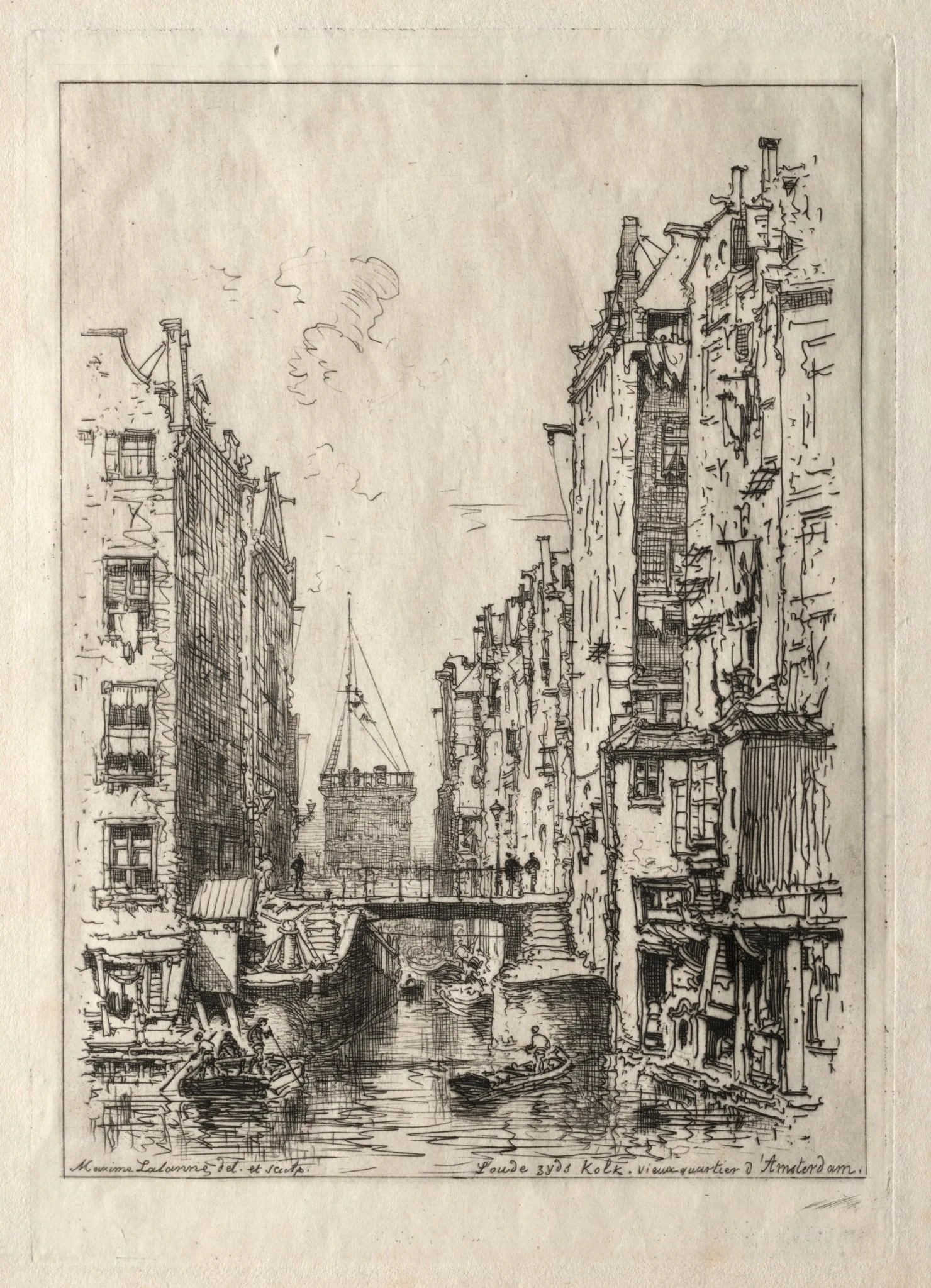 Old Quarter of Amsterdam, by Maxime Lalanne, 1881