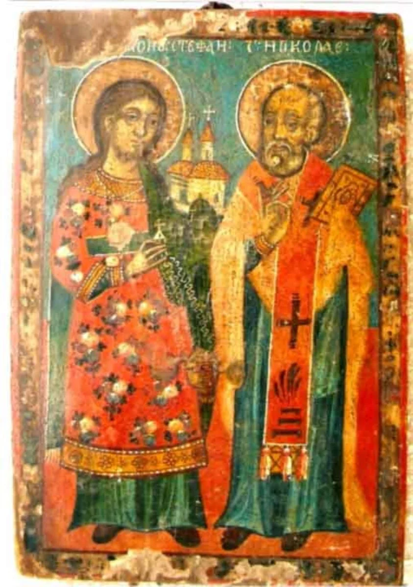 Sfântul Arhidiacon Ștefan și Sfântul Ierarh Nicolae, by Unknown, 1850