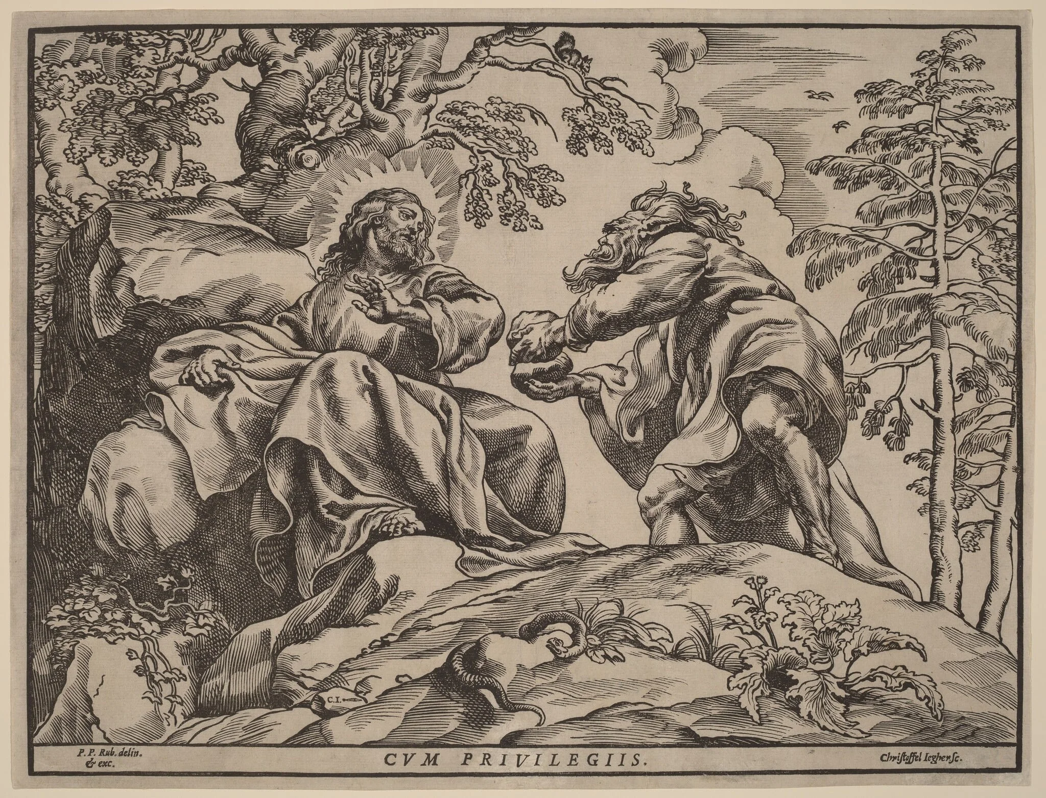 The Temptation of Christ by the Devil, by Christoffel Jegher, ink, 1633