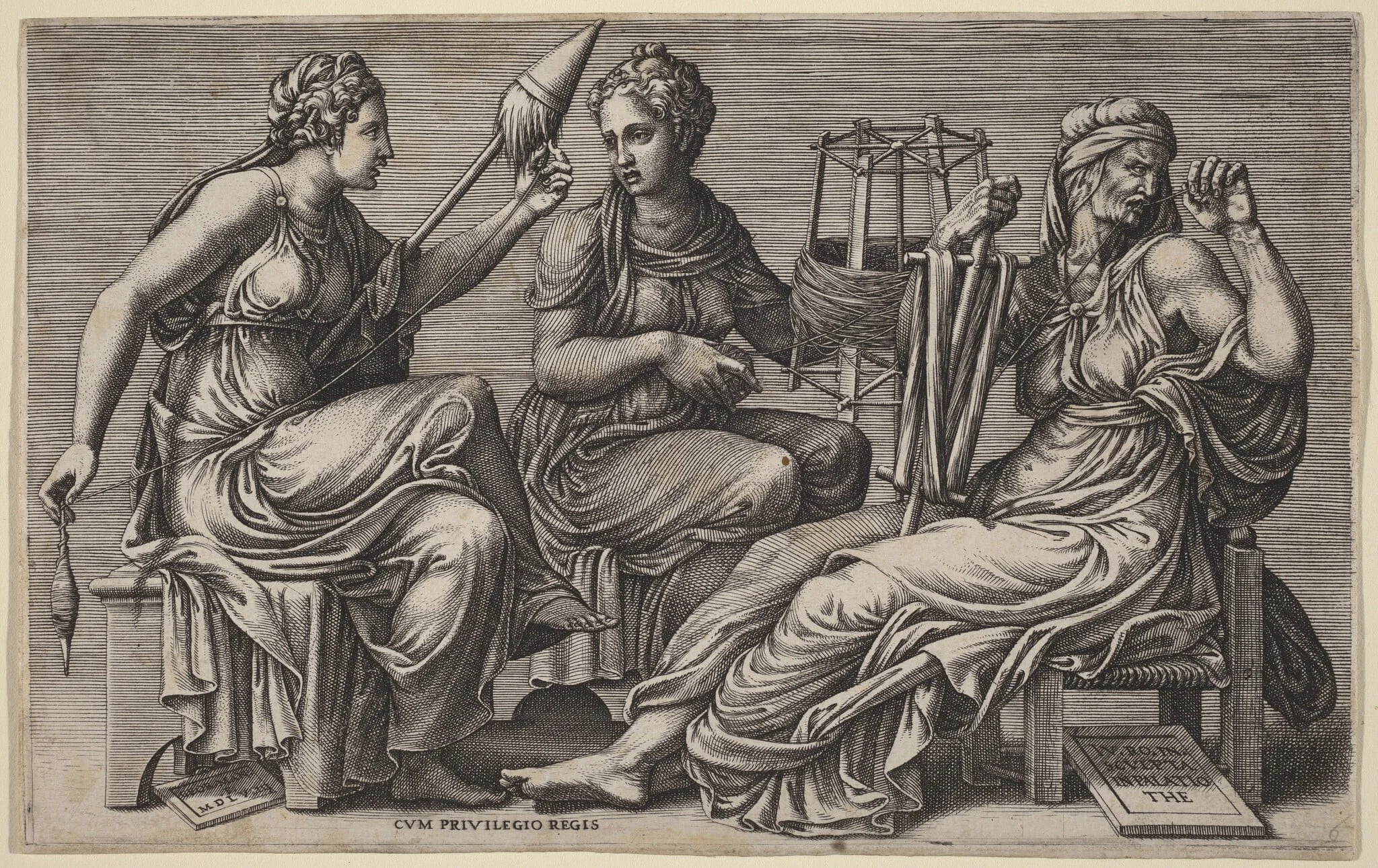 The Three Fates, by Giorgio Ghisi, ink, 1558
