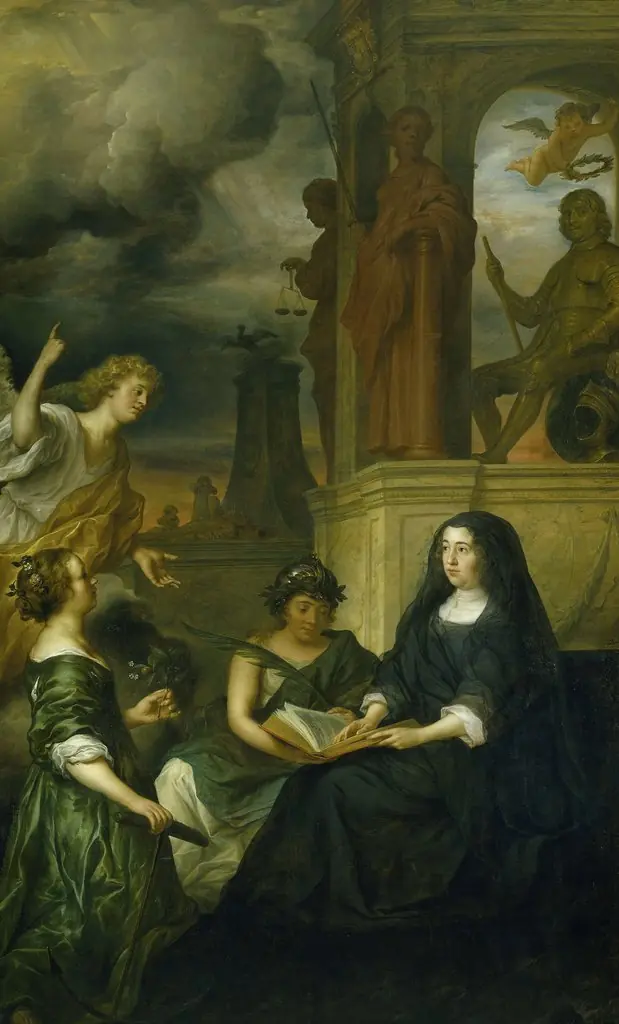 Allegory on the memory of Frederik Hendrik (1584-1647), prince of Orange, with the portrait of his widow Amalia van Solms
