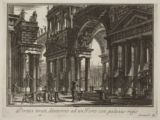 Portici tirati dintorno ad un Foro con palazzo regio