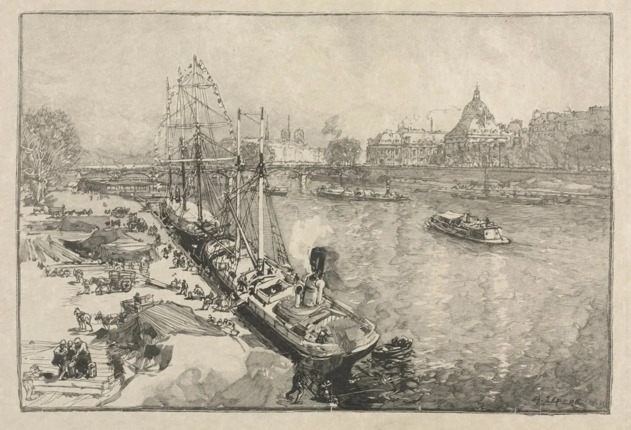 [Large Steamer Ship at Dock, Paris]