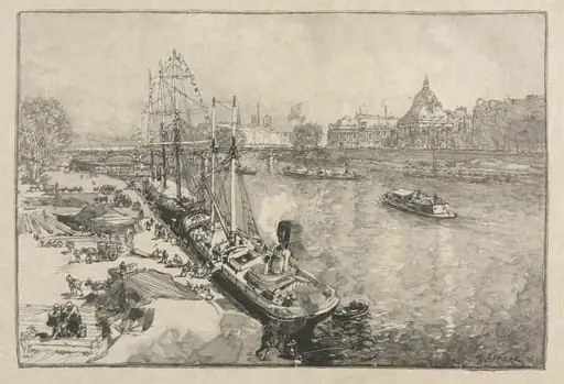[Large Steamer Ship at Dock, Paris]