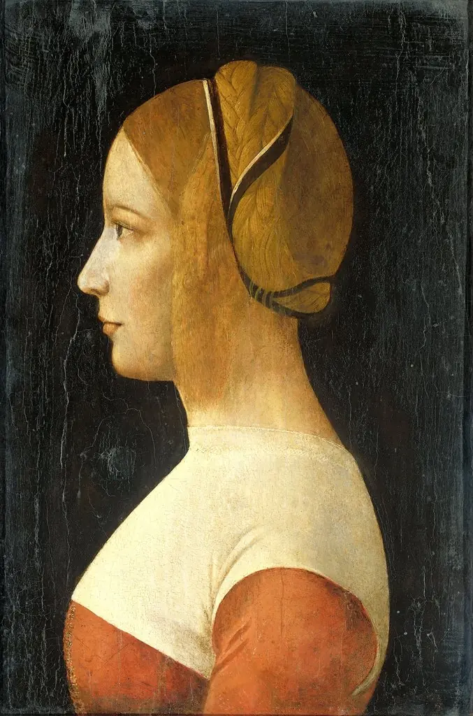 Portrait of a young woman facing left
