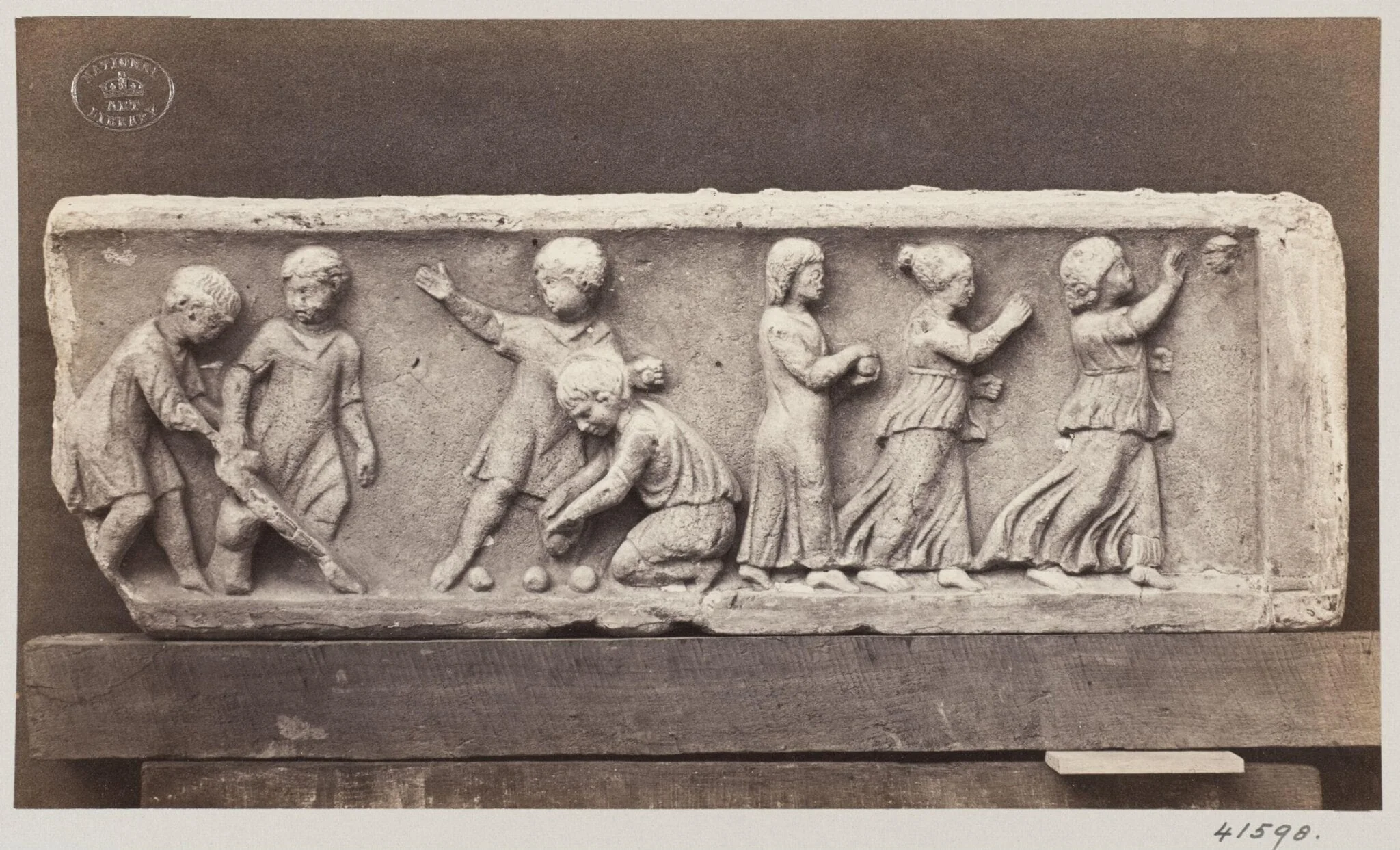 Marble bas-relief of Children playing