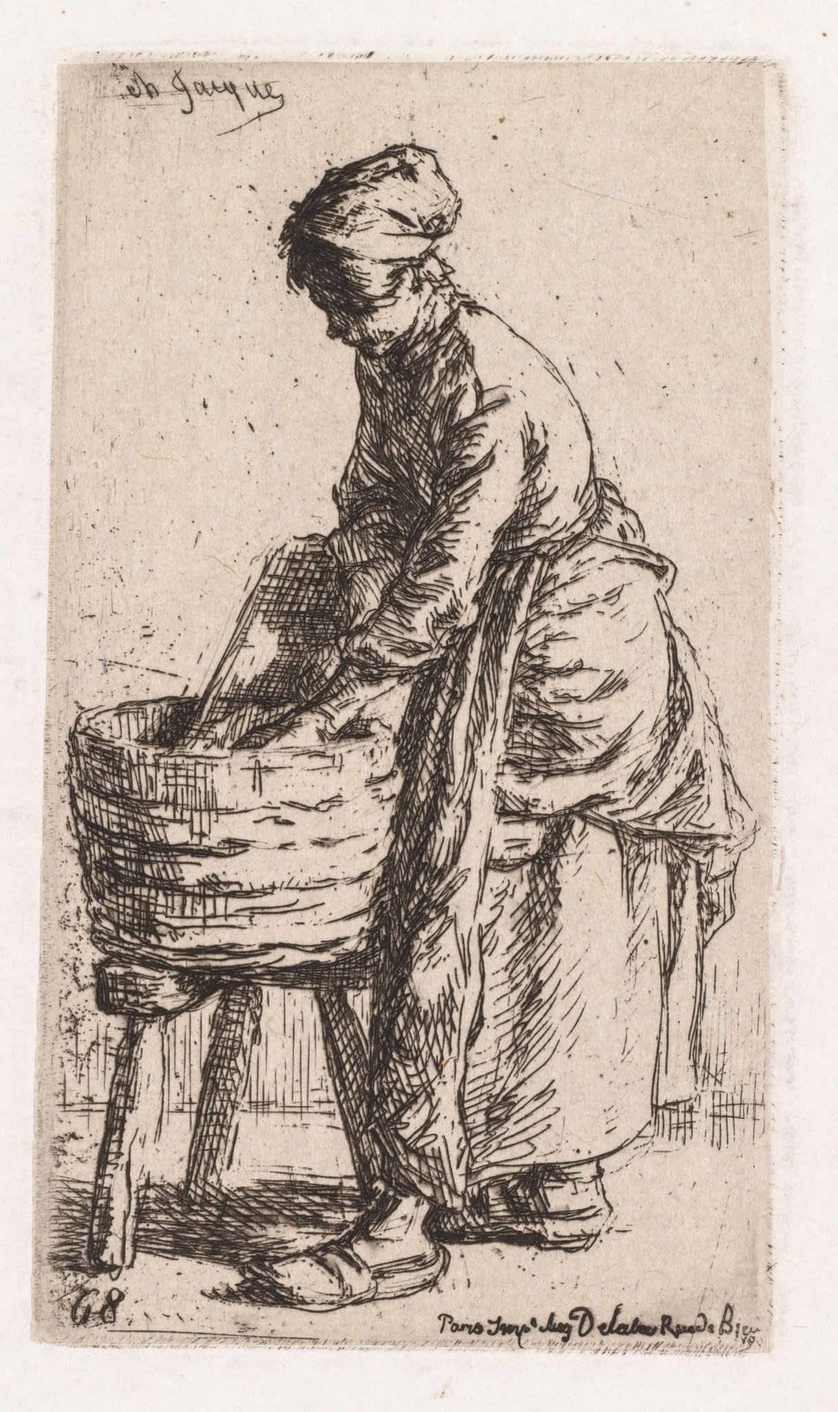 Washerwoman, by Charles Jacque, 1850
