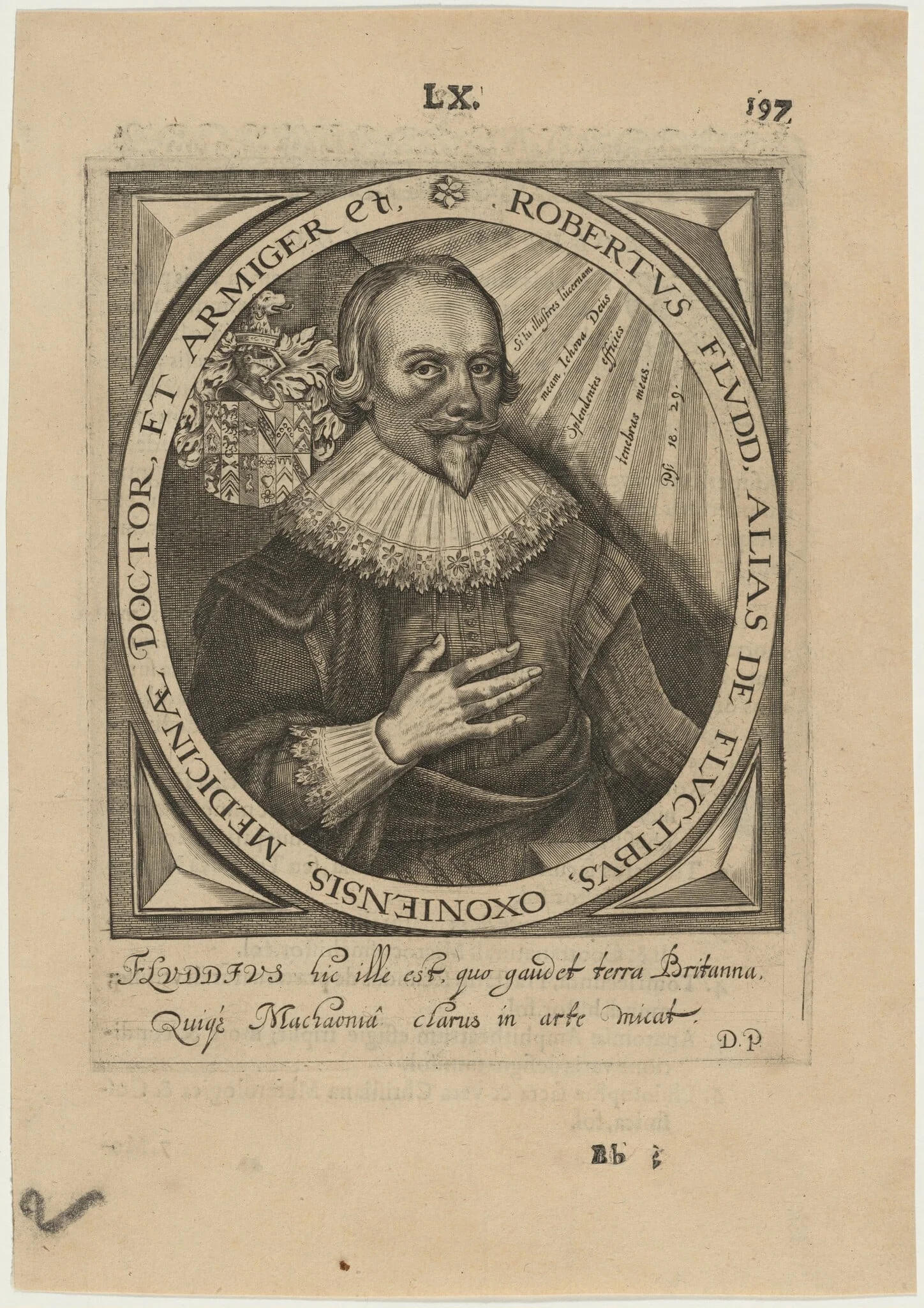 Dr. Robert Fludd, Physician and Rosicrucian, by Unknown 19th Century, ink, 1850