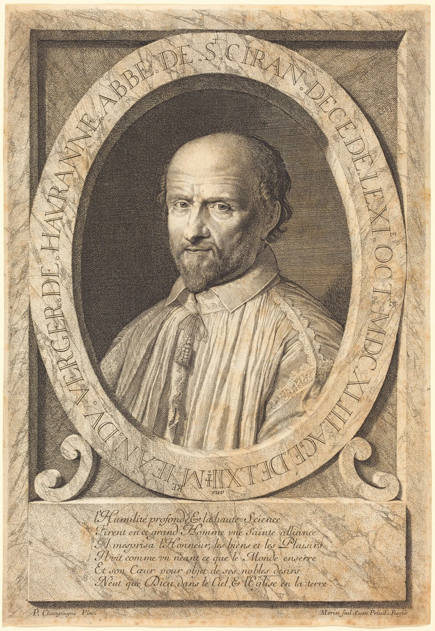 Jean du Verger de Hauranne, by Jean Morin, ink, 1625