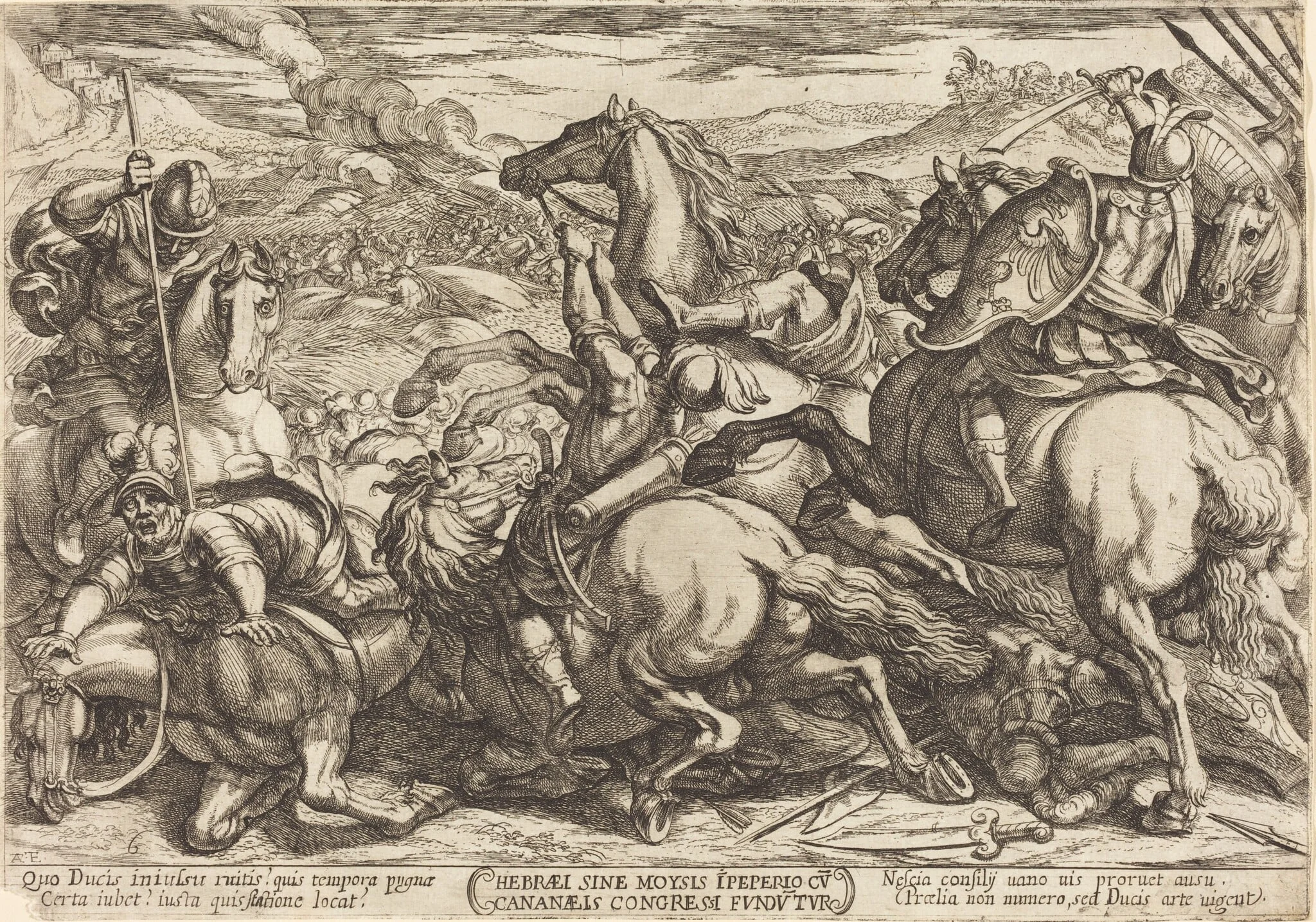 The Hebrews defeat the Canaans, by Antonio Tempesta, ink, 1613