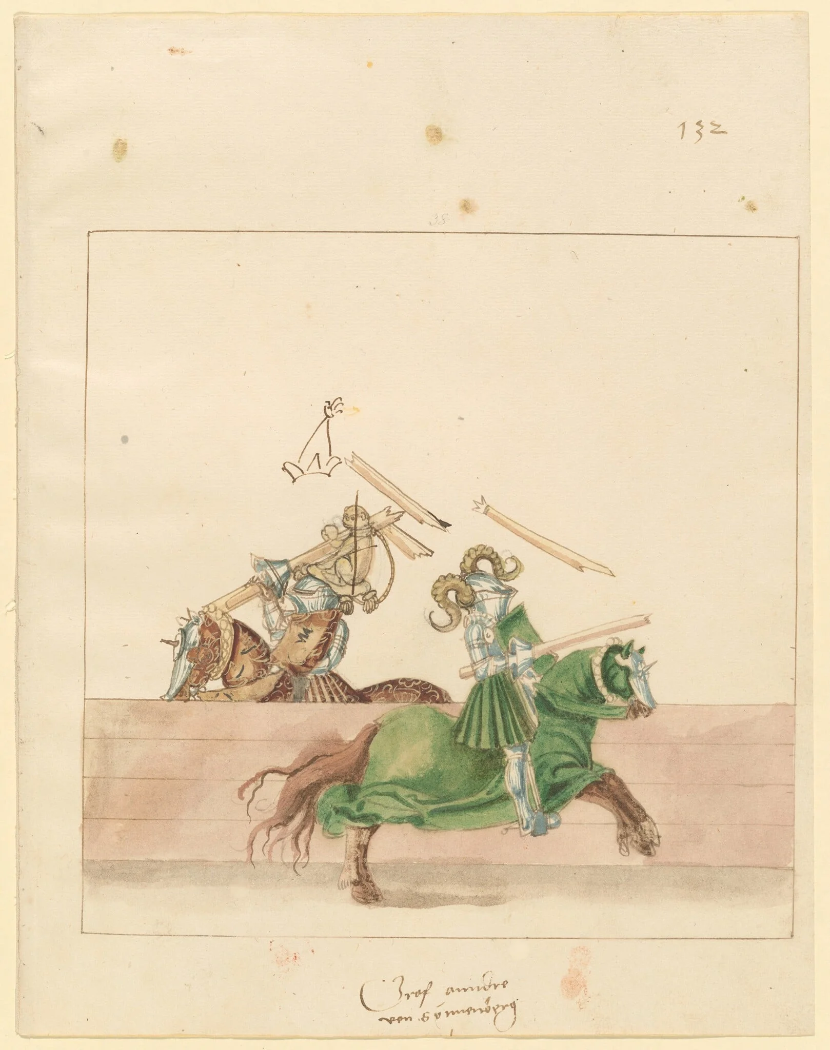 Italian Joust of Peace, by German 16th Century, ink, 1514