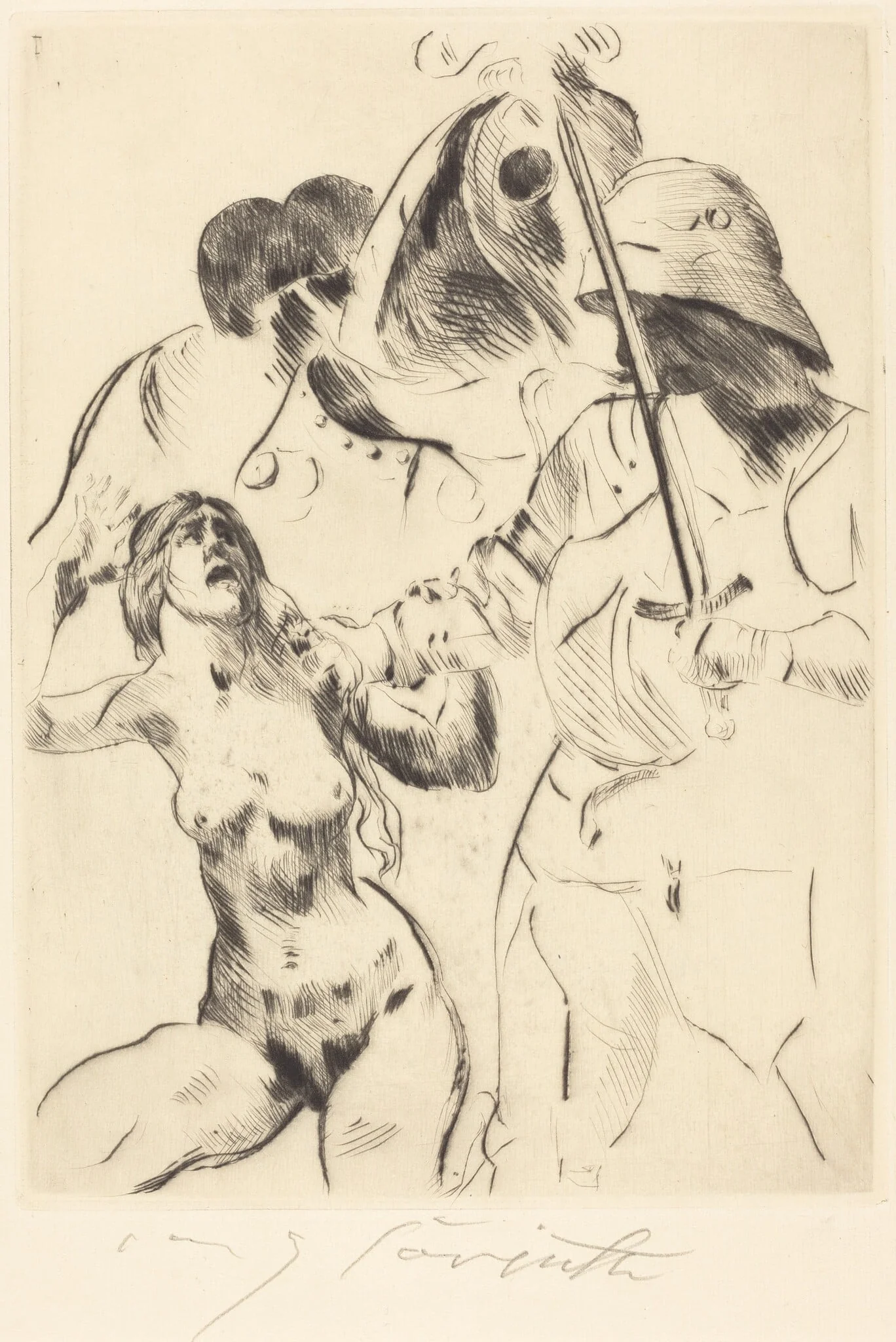 Frauenraub III (Abduction III), by Lovis Corinth, ink, 1914