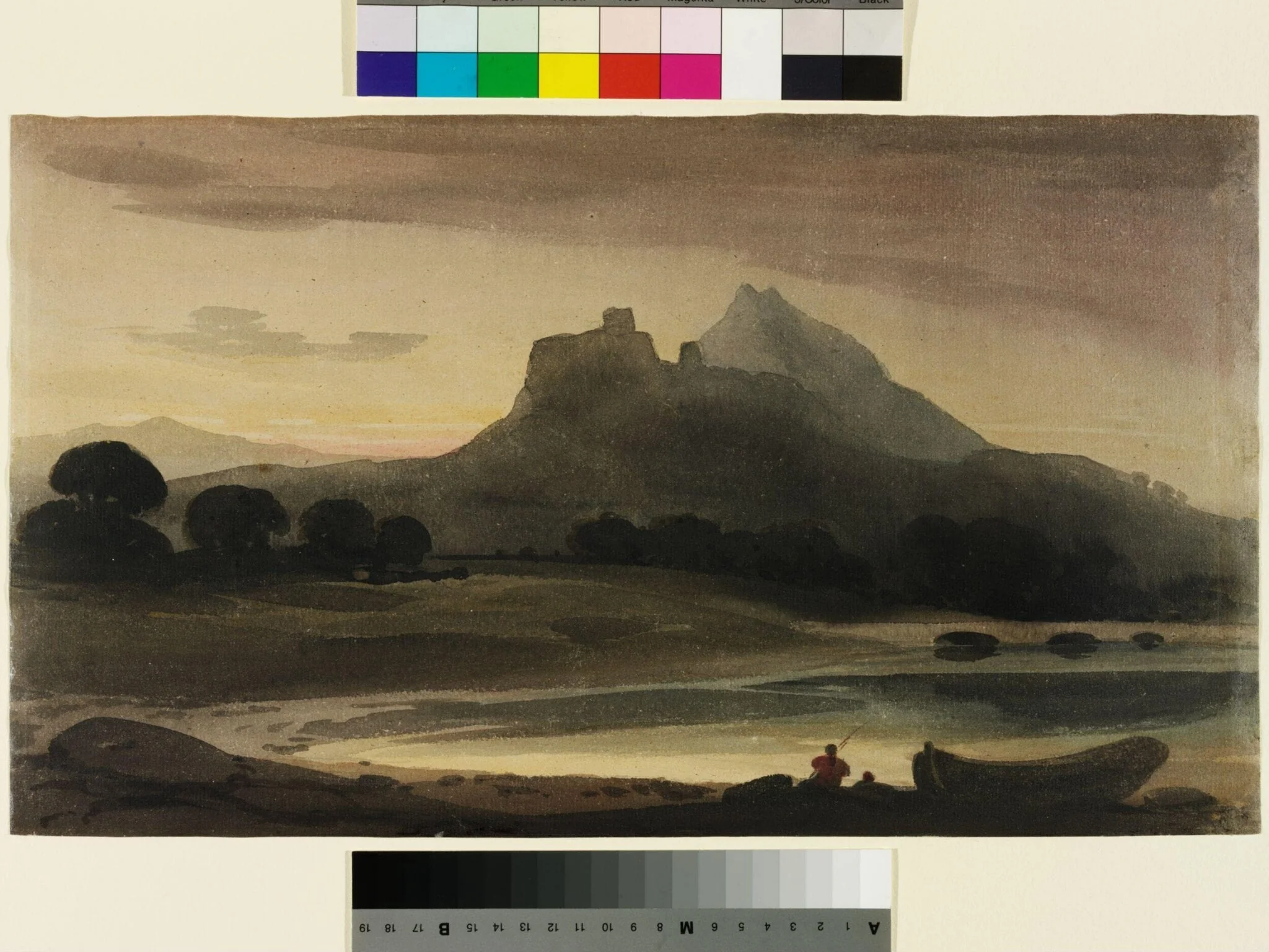 Mountainous Landscape : Afterglow, by John Varley, watercolor, 1850