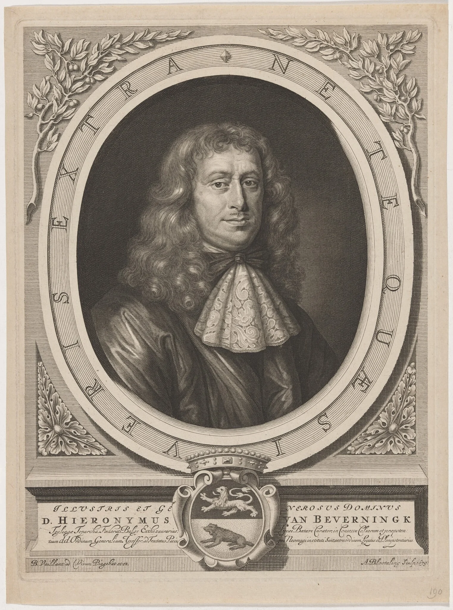 Jerome van Beverningk, by Abraham Blooteling, ink, 1679