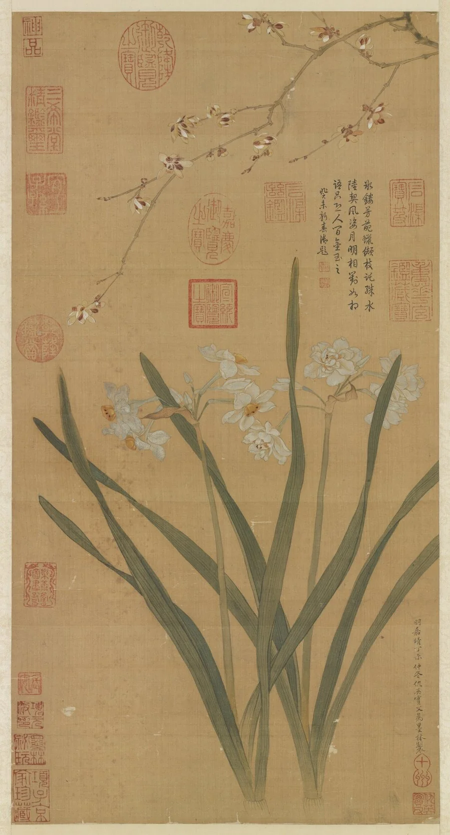 明仇英水仙蠟梅　軸, by Qiu Ying, unspecified, 1547