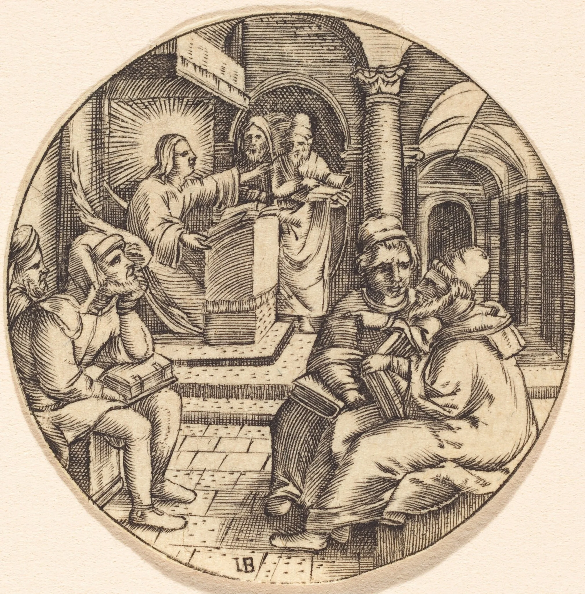 Jesus Preaching in the Temple, by German 16th Century, ink, 1550