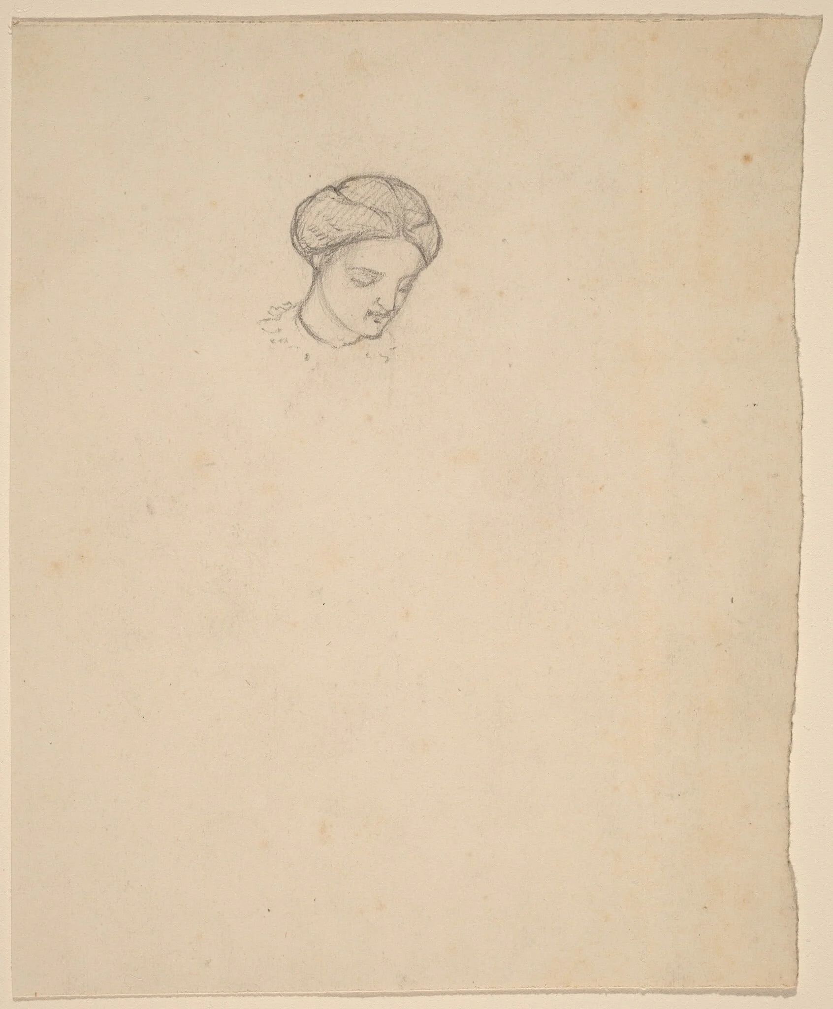 Study of a Girl's Head, by Elihu Vedder, graphite, 1858