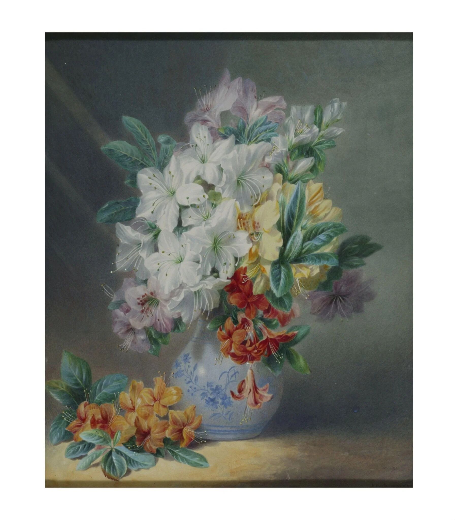Azaleas, by Valentine Bartholomew, watercolor, 1840