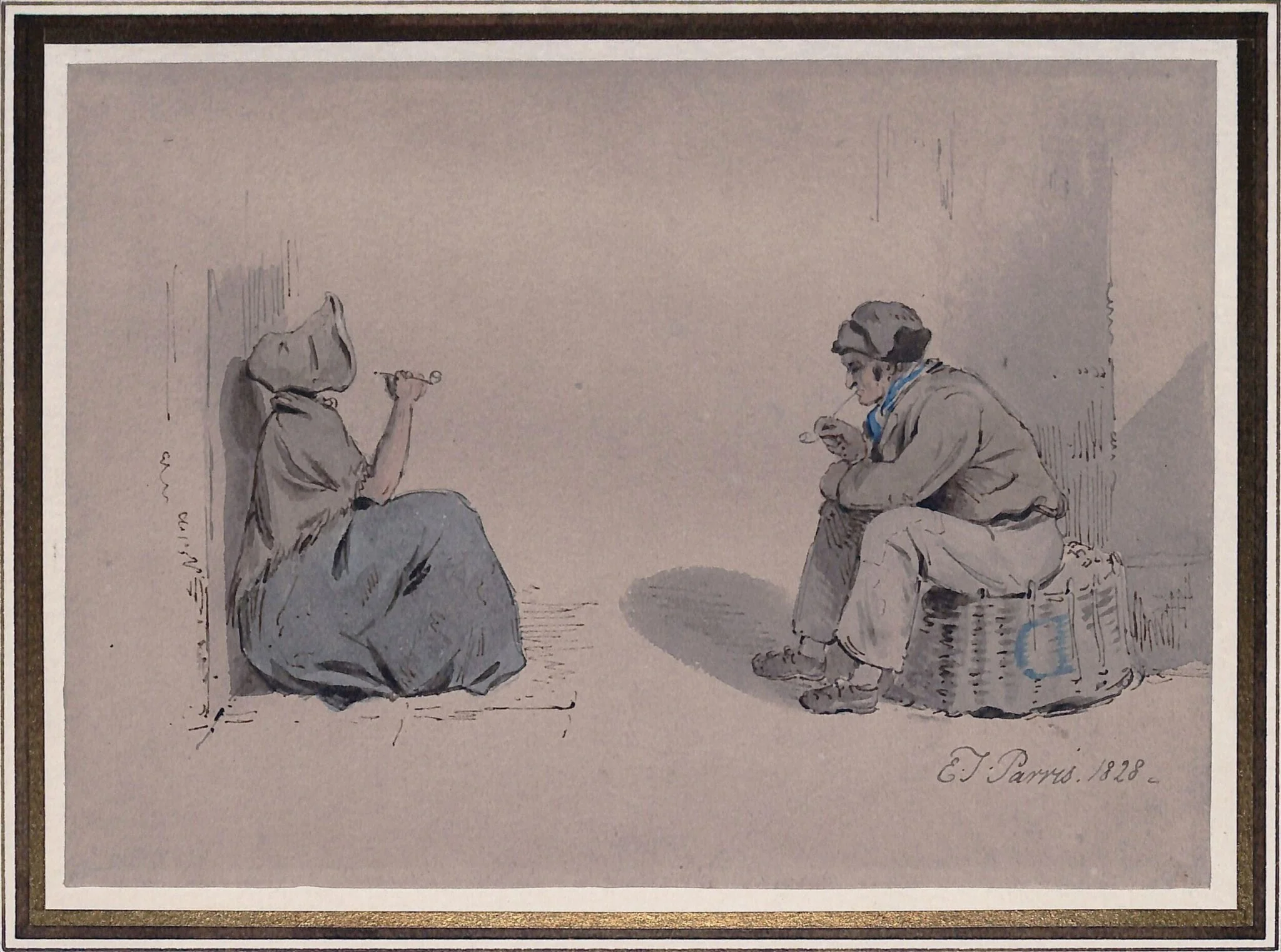 The Pipe Smokers, by Edmond Thomas Parris, watercolor, 1828