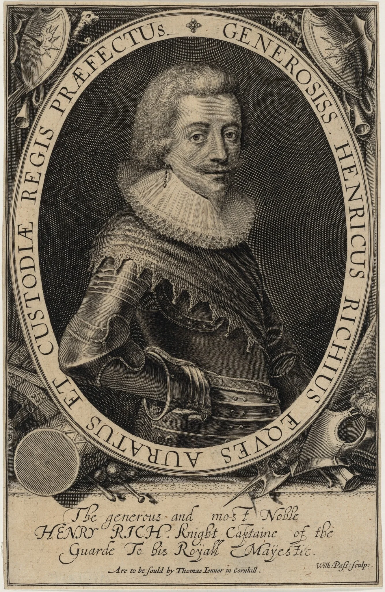 Henry Rich, First Earl of Holland, by Willem de Passe, ink, 1618