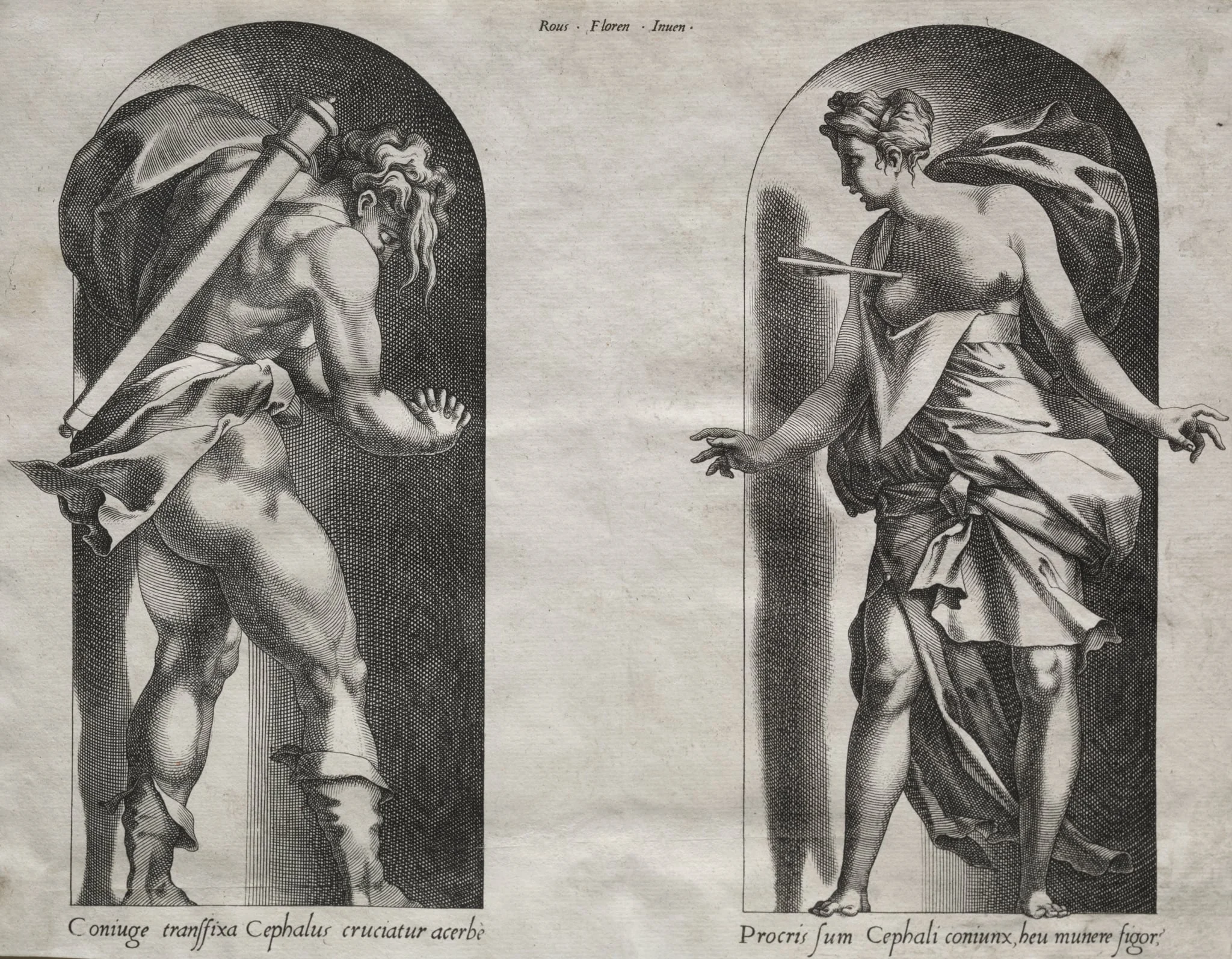 Cephalus and Procris in two Niches, by René Boyvin, 1539