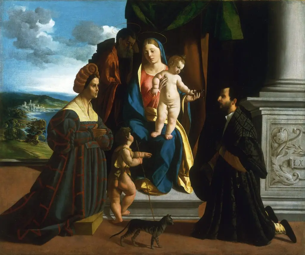 The Holy Family, with the Young Saint John the Baptist, a Cat, and Two Donors