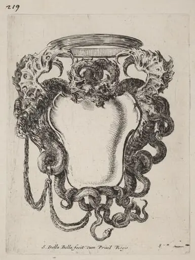 Cartouche Flanked by Dragons
