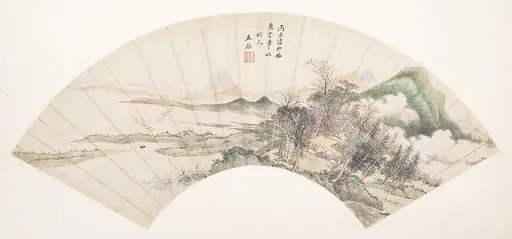清   佚名   倣王鑑   倣惠崇山水圖   扇|Landscape in the Style of Huichong