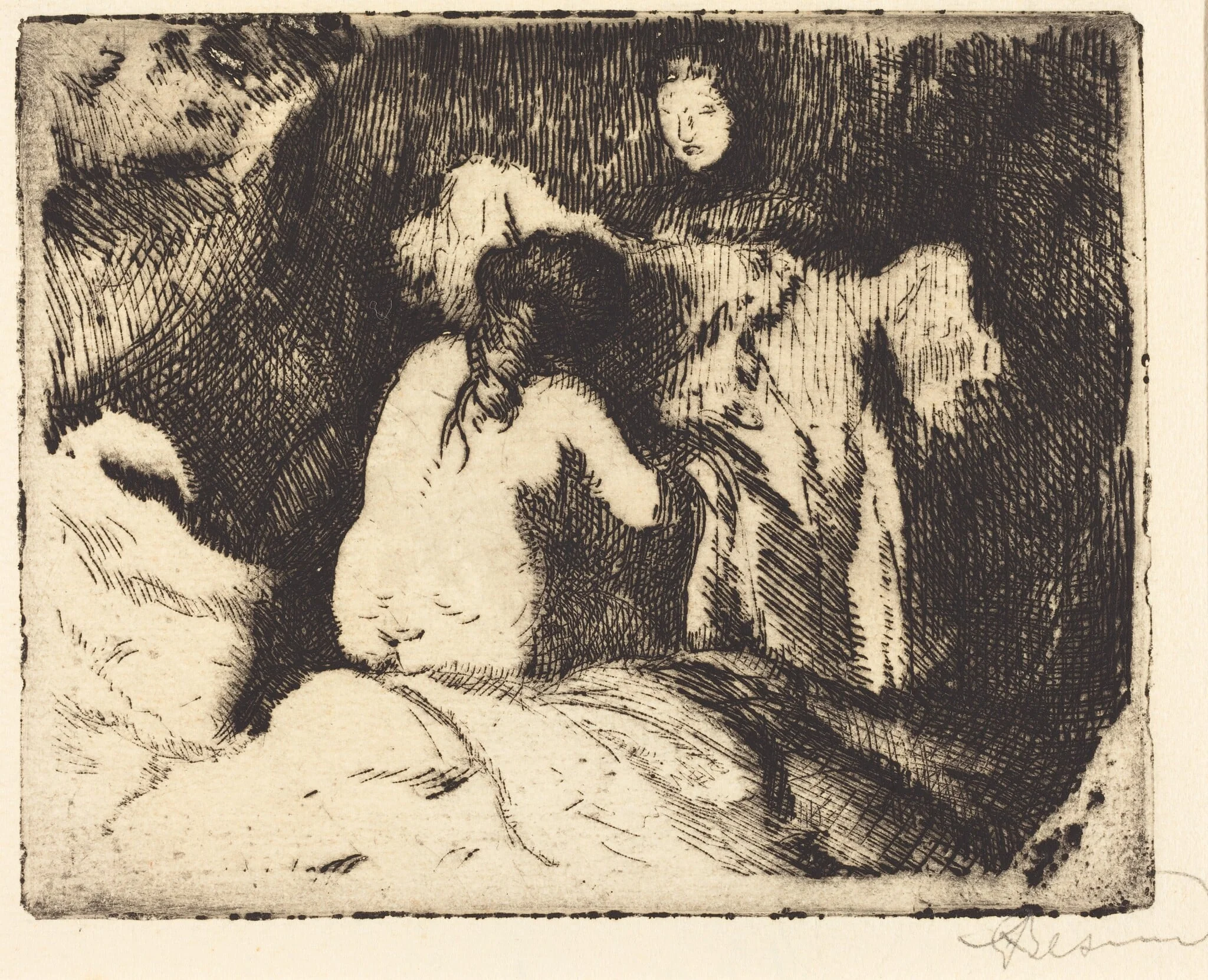 Getting Up (Le lever), by Paul-Albert Besnard, ink, 1913