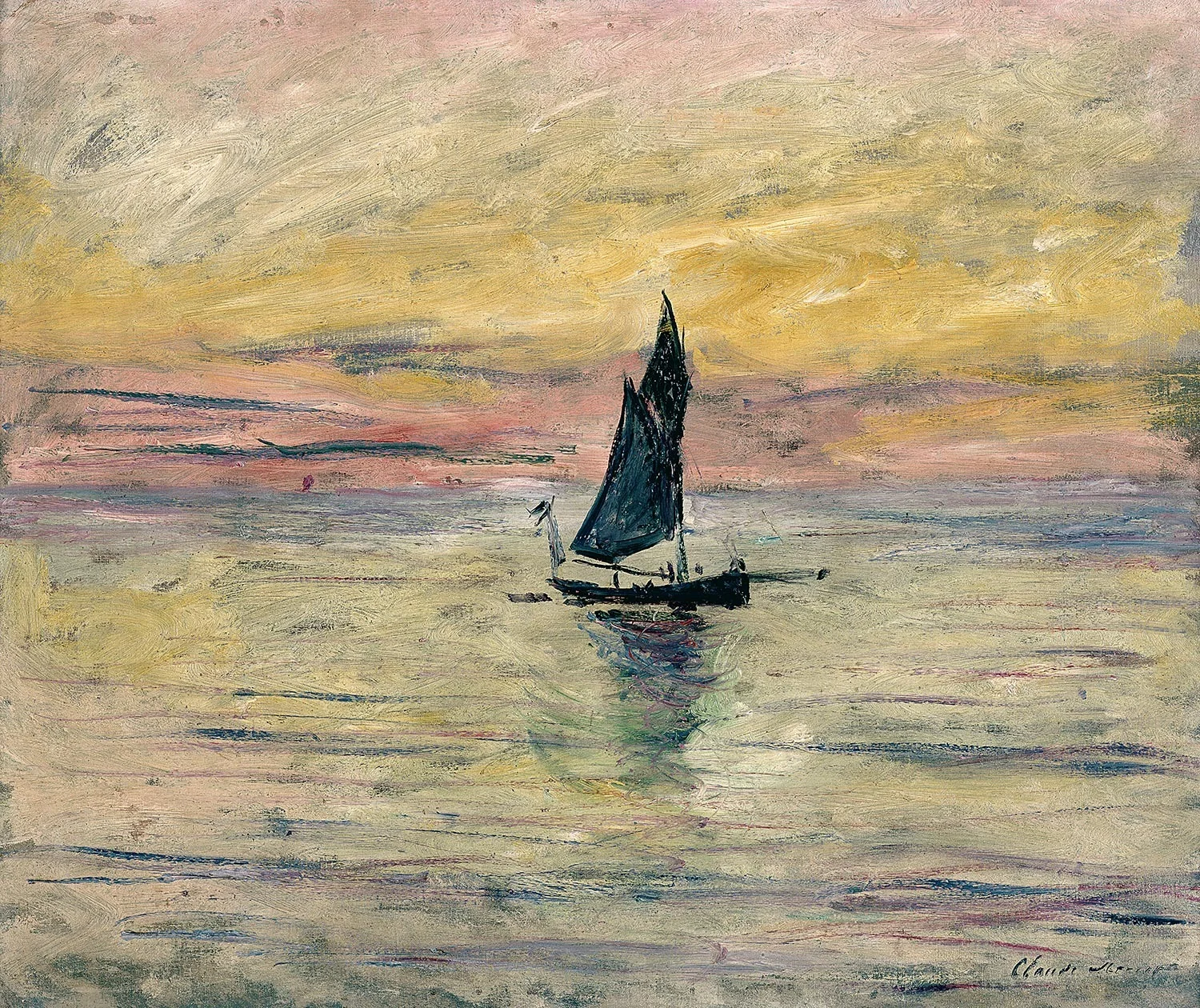 Sailboat in the evening, by Claude Monet, oil, 1893
