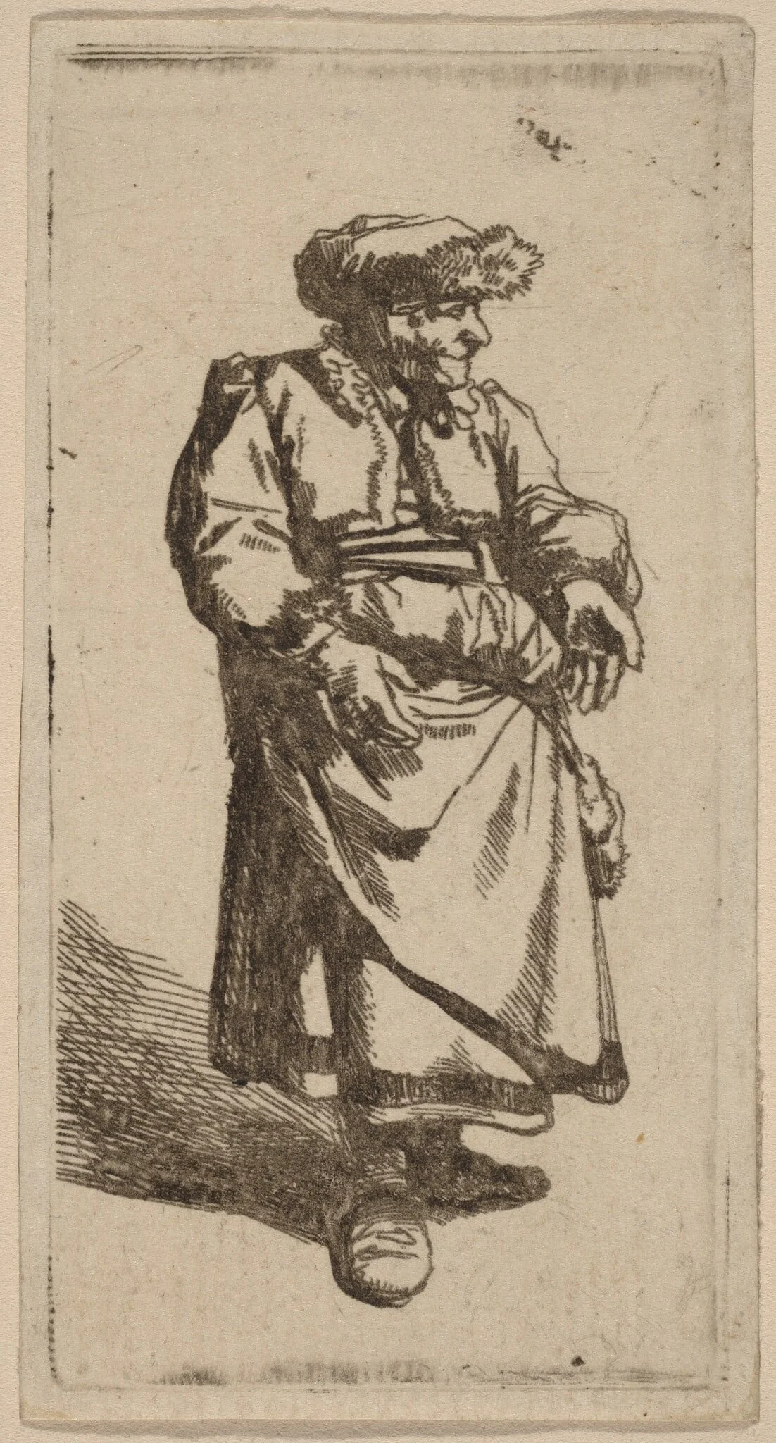 Old Woman Standing, by Cornelis Pietersz Bega, ink, 1648