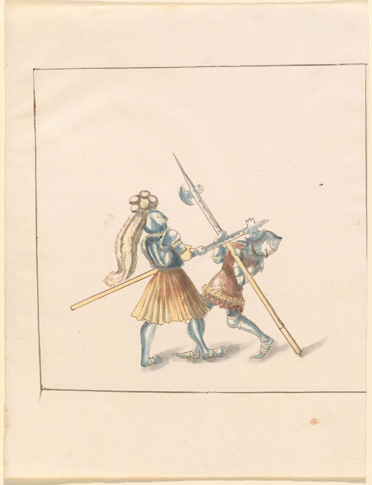 Foot Combat with Halberds, by German 16th Century, ink, 1514