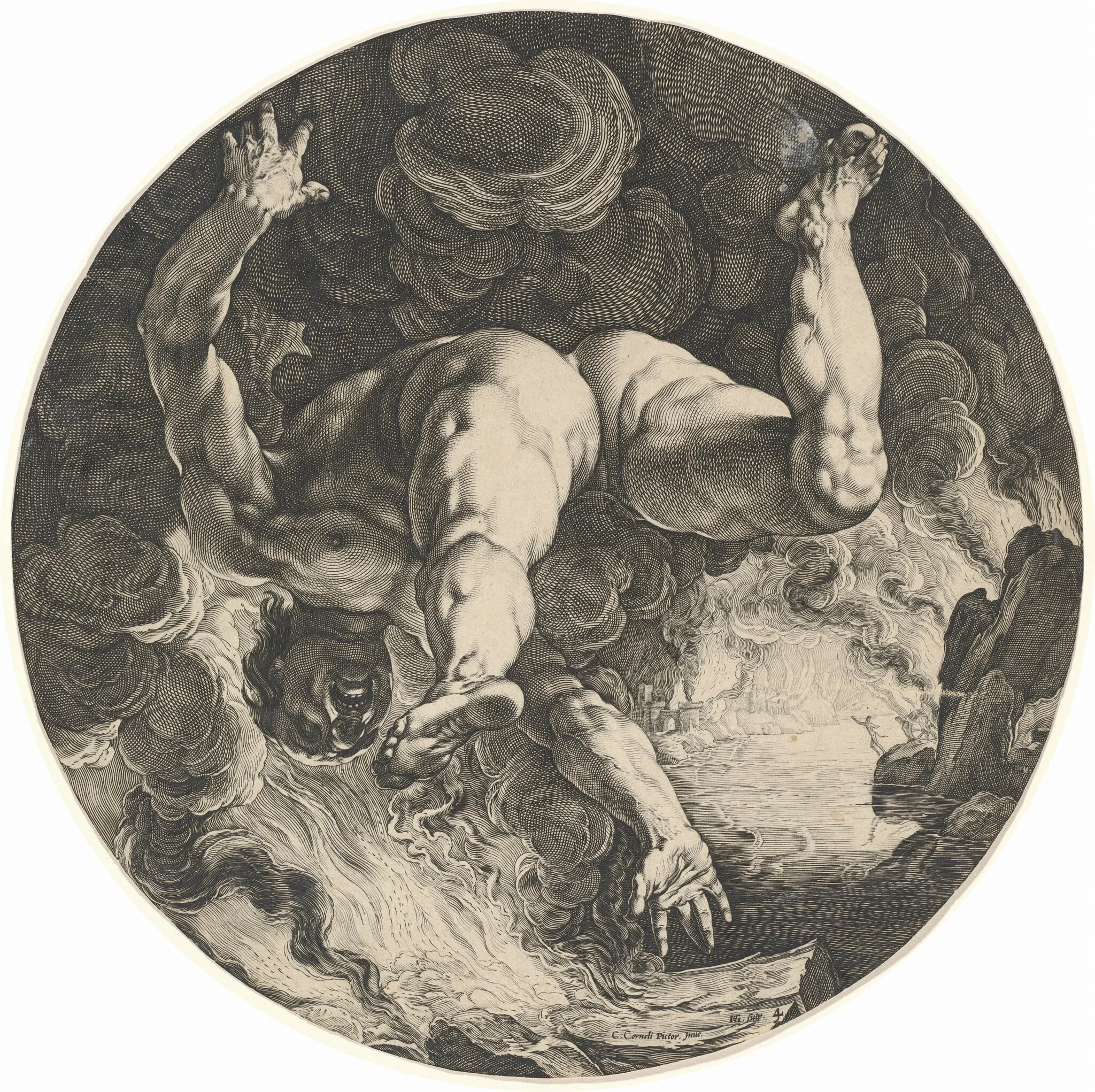 Ixion, by Hendrik Goltzius, ink, 1588
