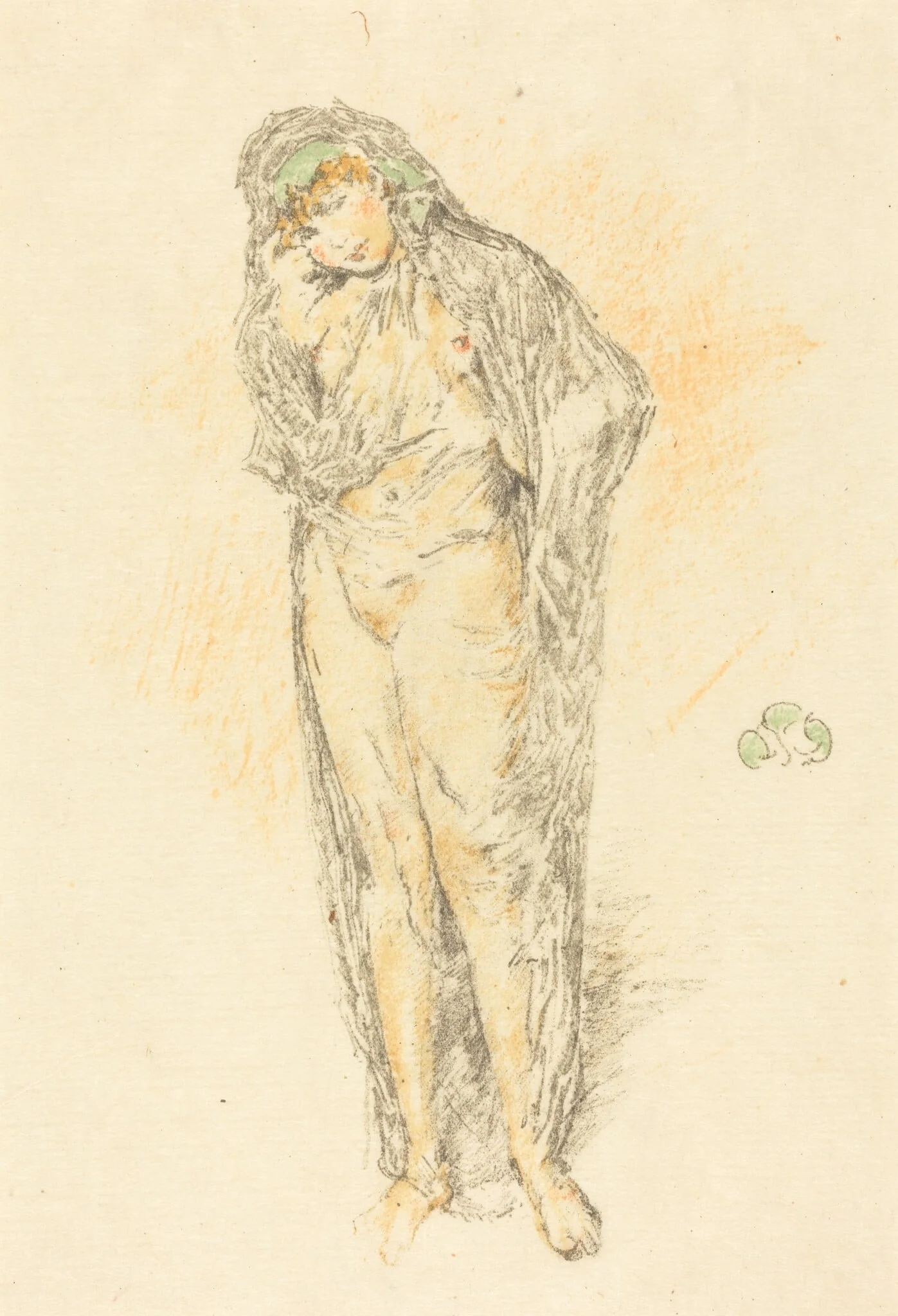 Draped Figure, Standing, by James McNeill Whistler, ink, 1891