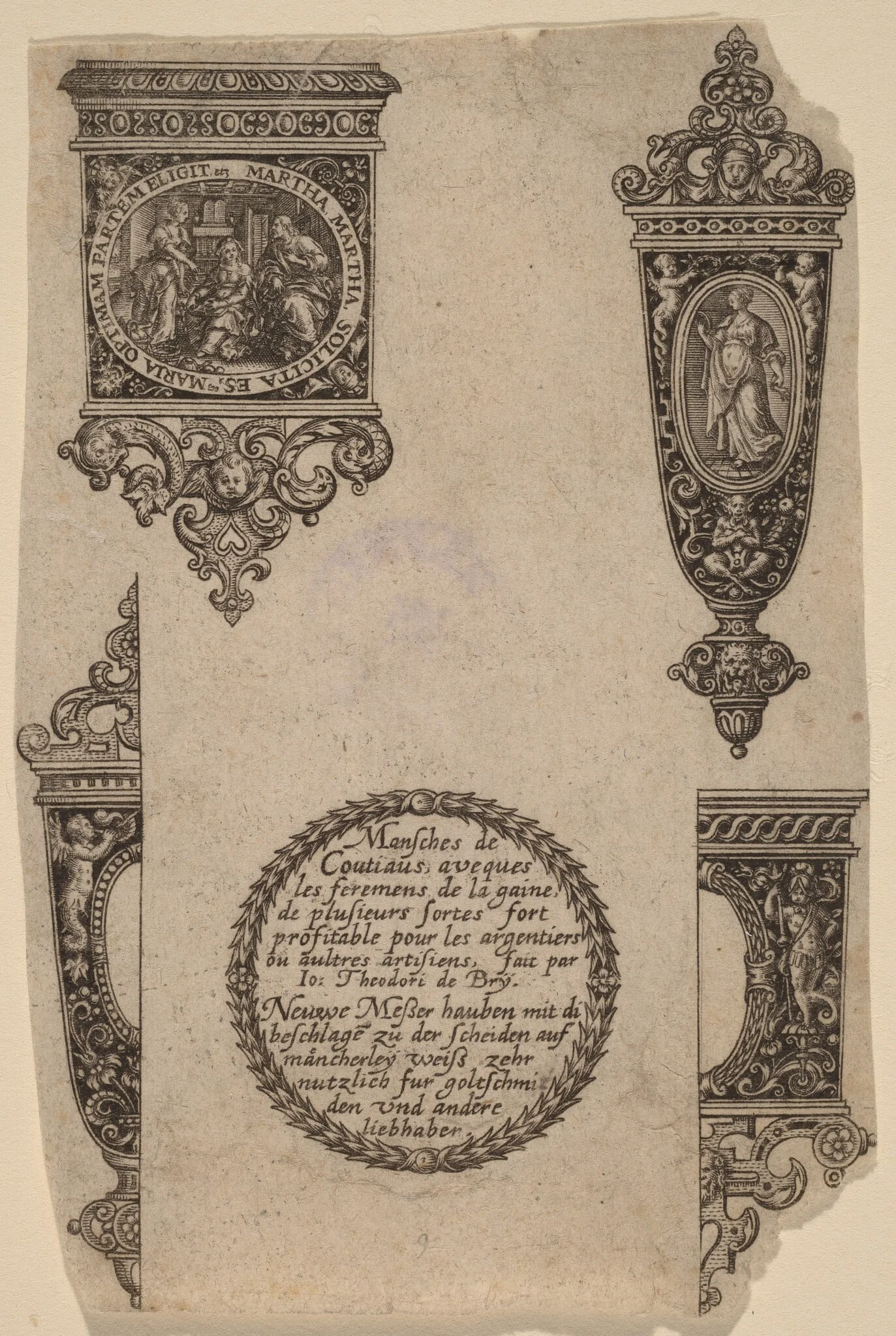 Ornament for Knife Handle, by Theodor de Bry, ink, 1563
