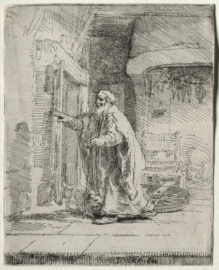 The Blindness of Tobit:  The Larger Plate, by Rembrandt, 1651