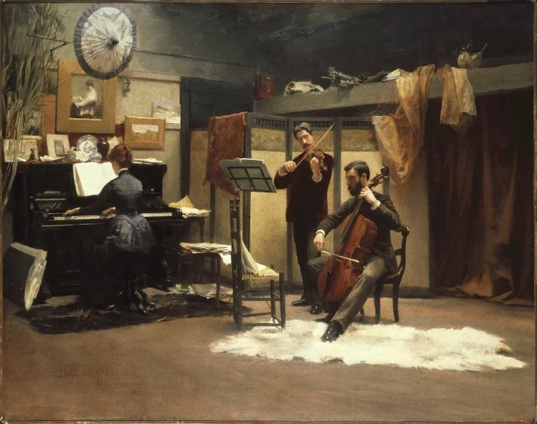 The Musicale, by Stacy Tolman, oil, 1894