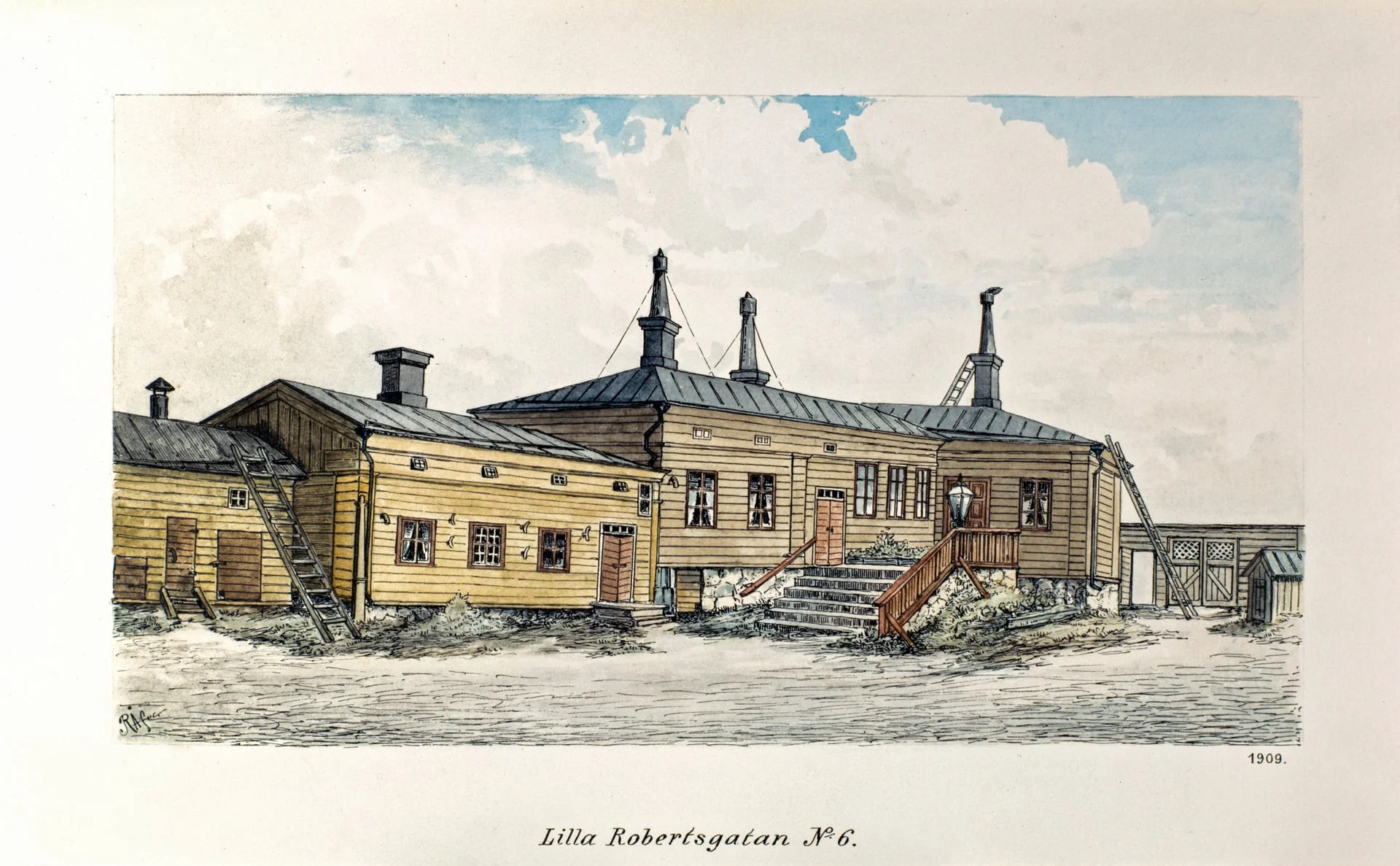 Pieni Roobertinkatu 6, piha, by Rudolf Åkerblom, 1897