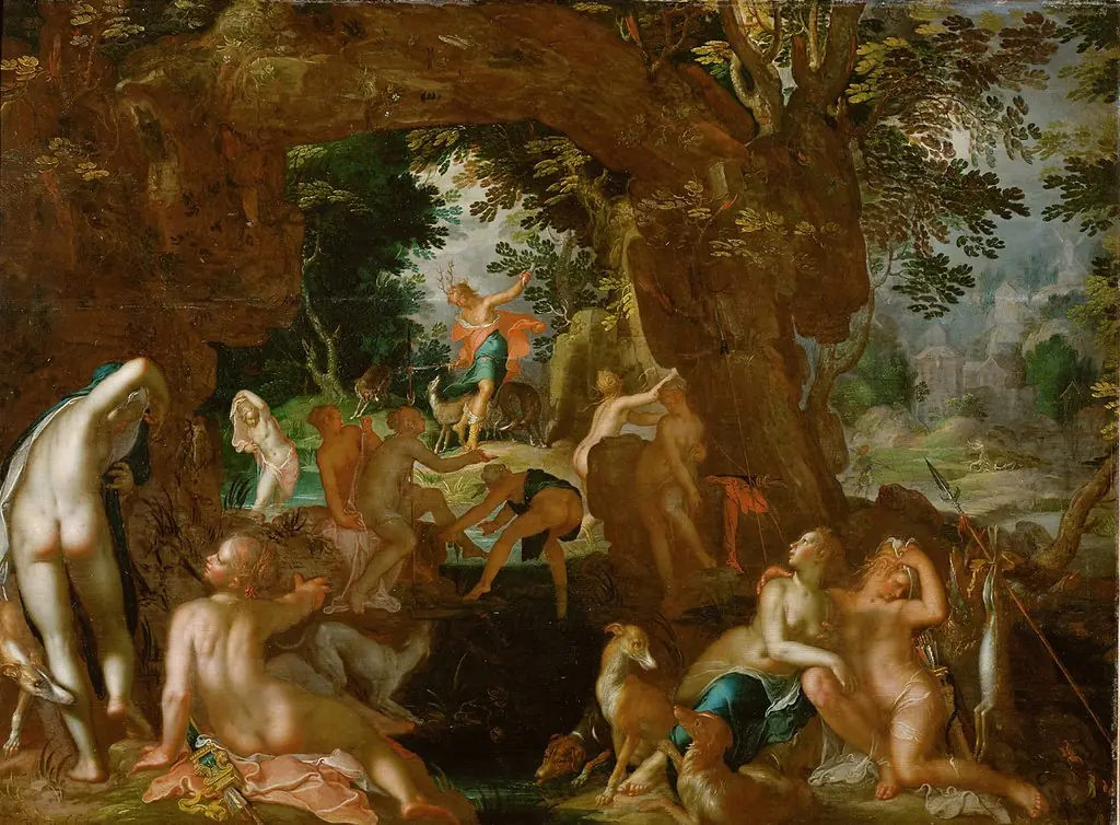 Actaeon is changed into a stag and killed by his own dogs