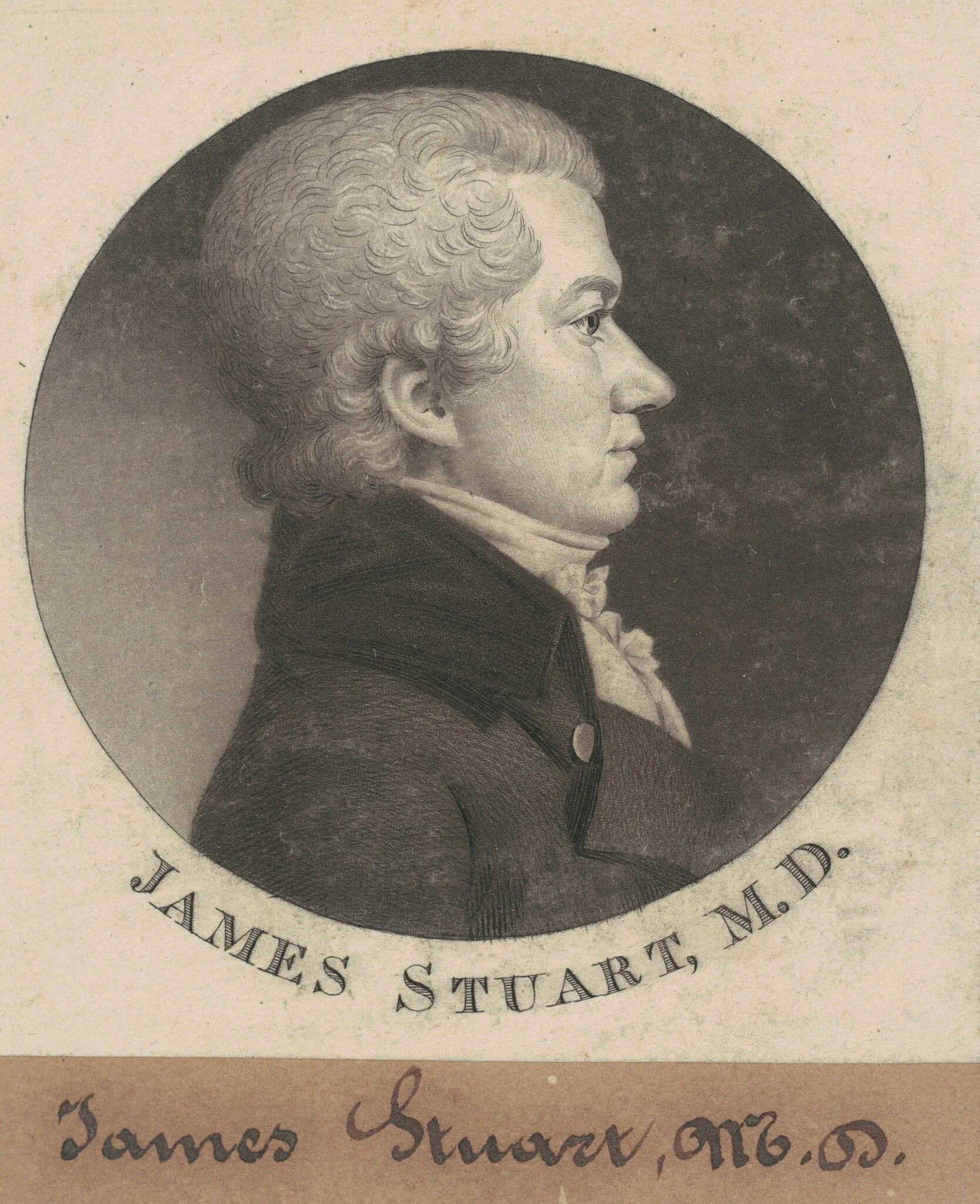 James Stuart, by Charles Balthazar Julien Févret de Saint-Mémin, ink, 1802